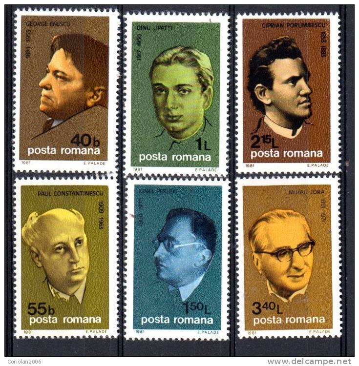 Romania 1981 / Romanian Musicians - Unused Stamps