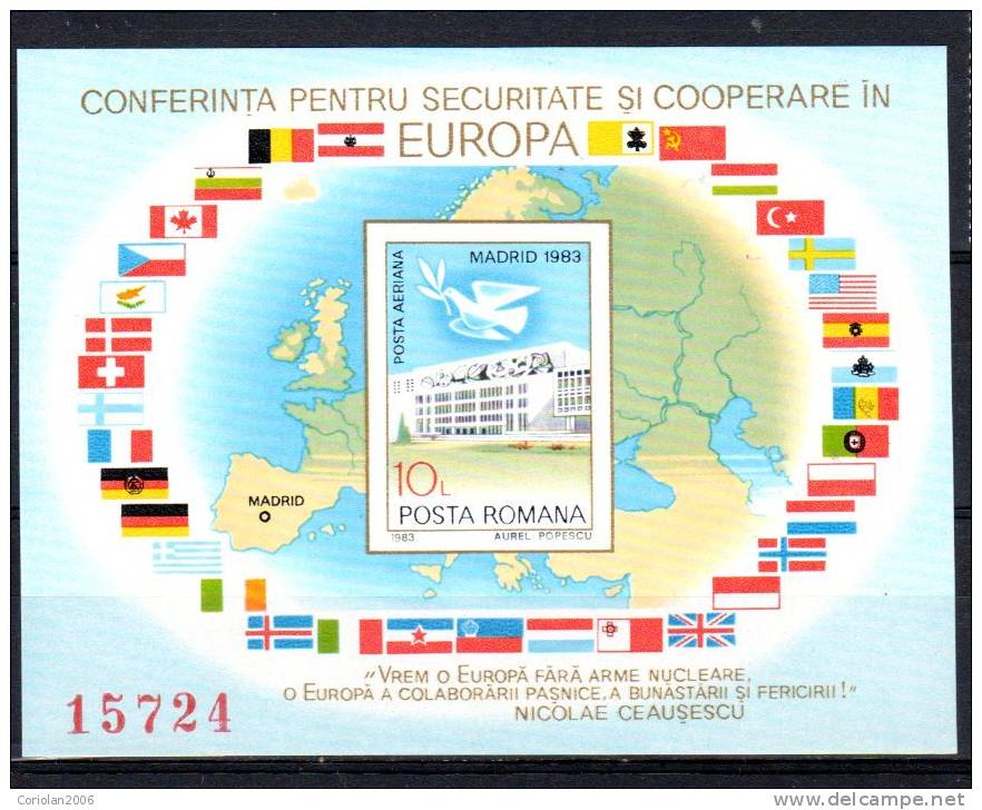 Romania 1983 / CSCE Madrid / MS - Unused Stamps