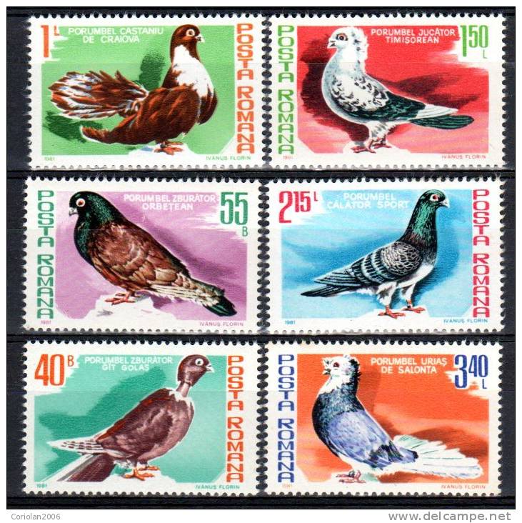 Romania 1981 / Pigeons - Unused Stamps