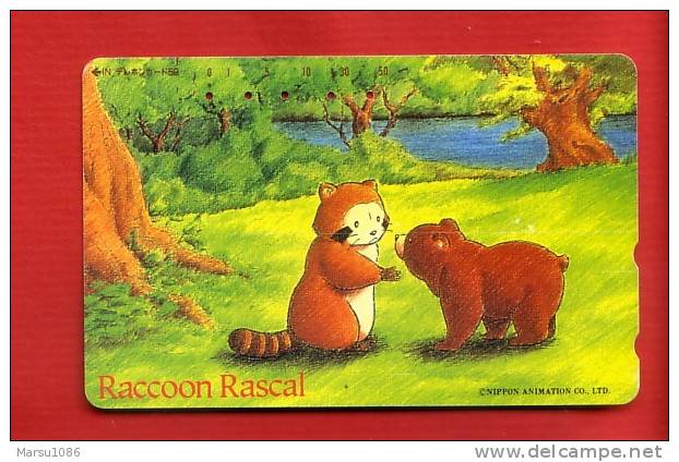 Japan Japon  Telefonkarte Télécarte Phonecard Telefoonkaart -  Anime Manga Animate  Raccoon Rascal Bär Bear Ours - BD