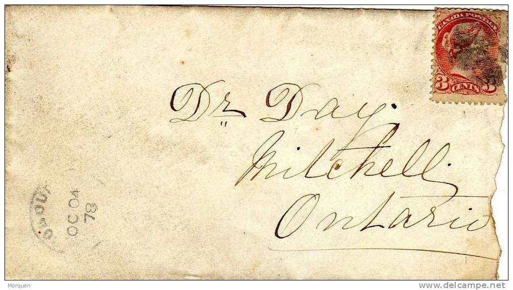 Carta OBOUT (Canada) 1878 A Ontario. Fancy Cancel - Briefe U. Dokumente