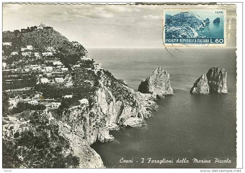 CAPRI - I FARAGLIONI -  CARTOLINA MAXIMUM 1954 - CARTOLINA B/N VIAGGIATA. - Maximumkaarten