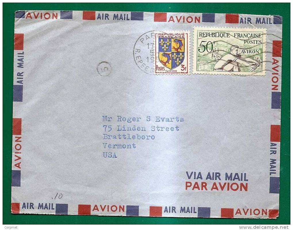 ROWING - VF FRANCE 1954 COVER To VERMONT - Canottaggio