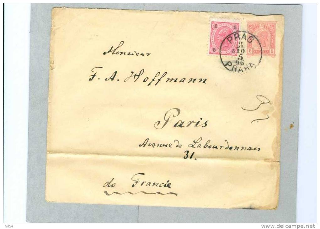 Entier Postal  5 Kreuser Avec Affranchissement  Timbre Autichien Oblitéré Prague En 1896 - LP158 - Autres & Non Classés