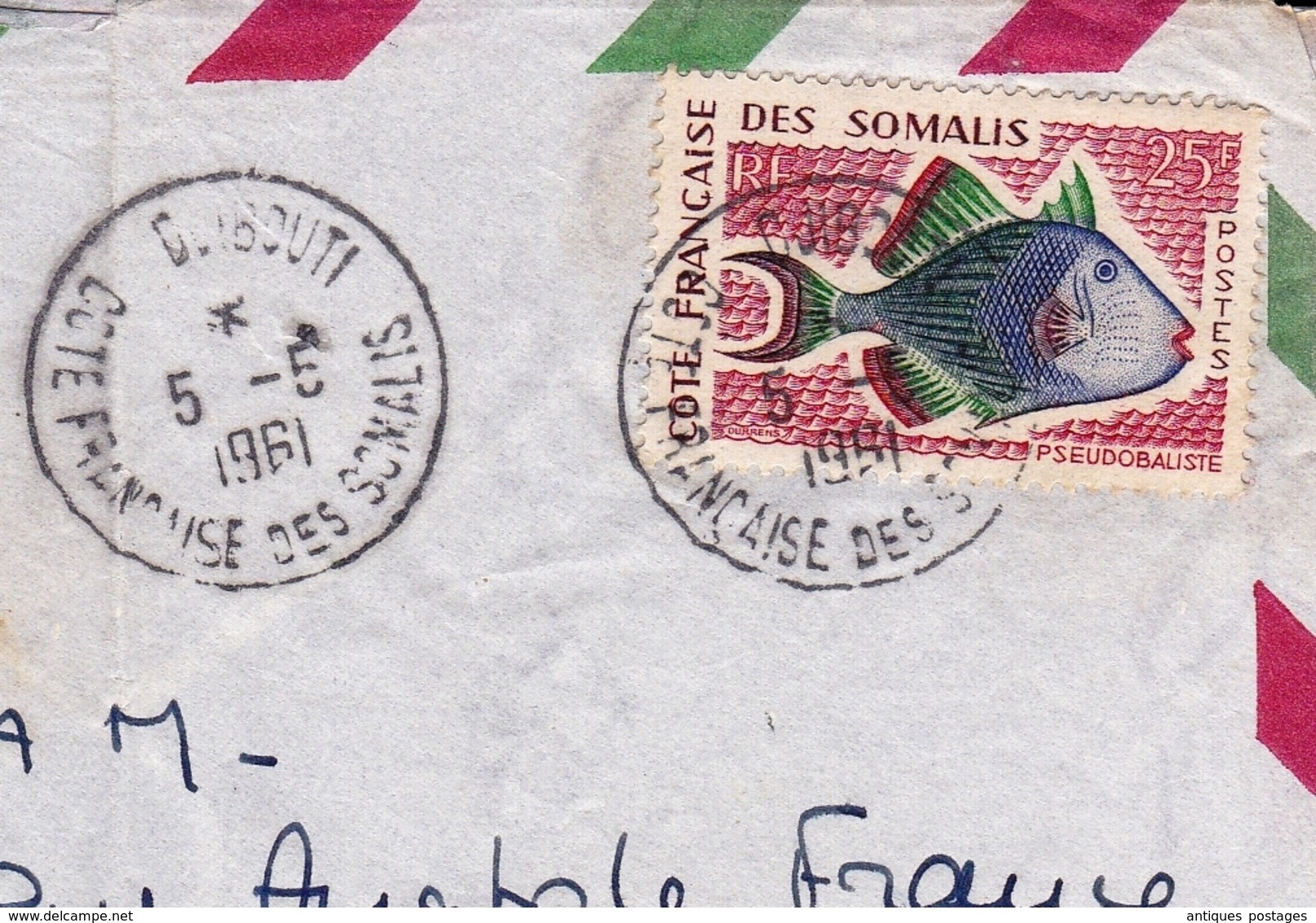 Djibouti Côte Française Des Somalis Pseudobaliste Pour Bordeaux Gionde 1951 Par Avion - Covers & Documents