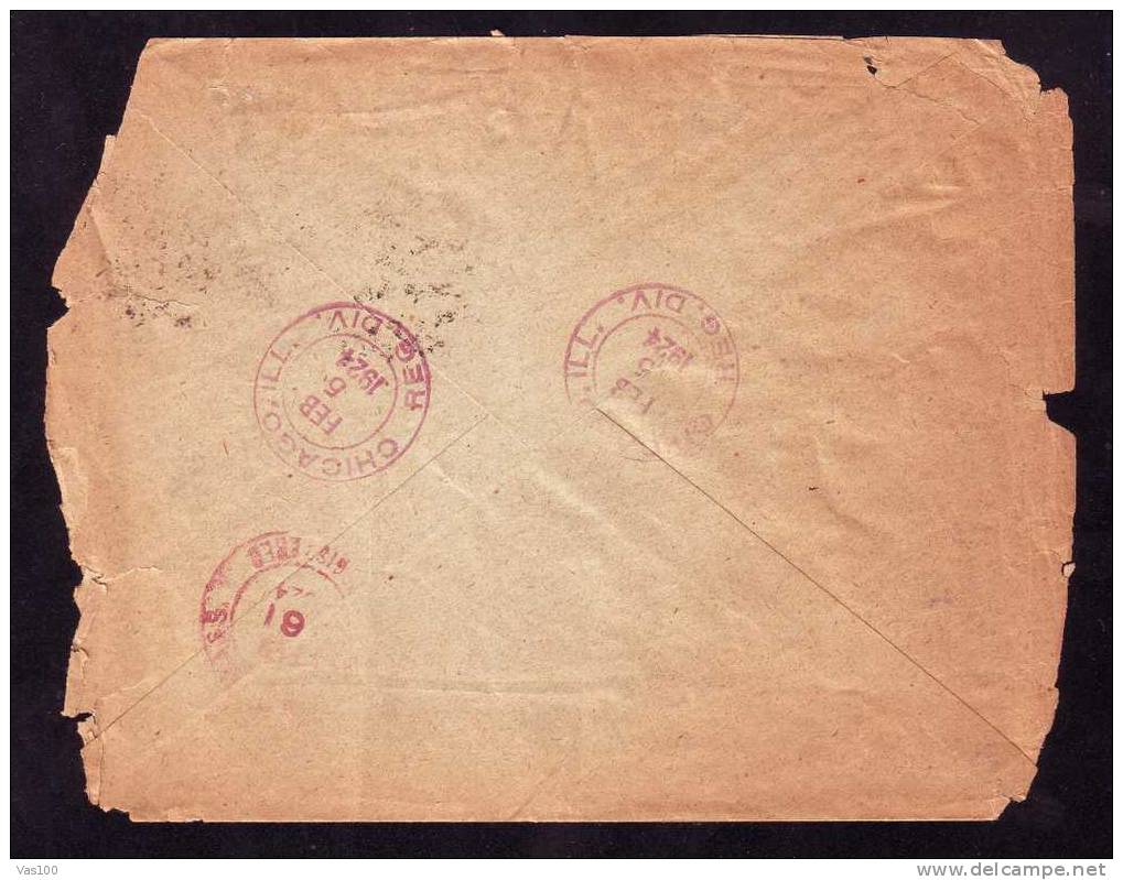 Hungary To USA Registred Cover,1924,inflation PERFINS  2 STAMPS . - Perforadas