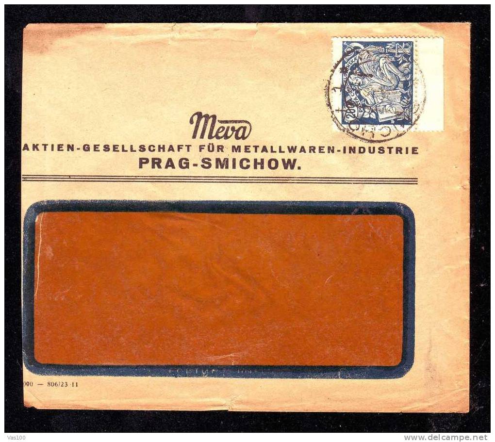 Czehosclovakia  Cover Metalurgy Industry MEVA, PERFINS  STAMPS 1923 ! - Perforadas