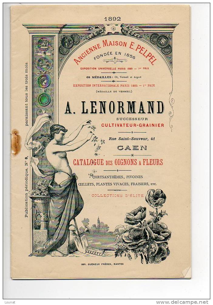 14 -CAEN  Document Rare  1892 Catalogue Des Oignons à Fleurs Sur 32 Pages Cultivateur-Grainier à CAEN - Jardinage