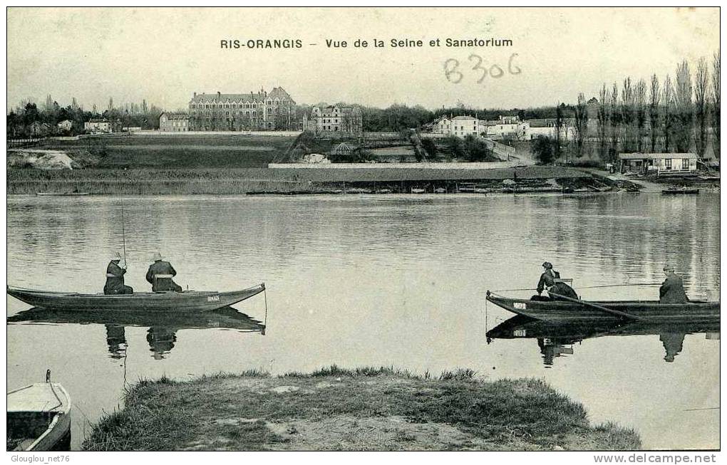 91-RIS-ORANGIS-VUE DE LA SEINE ET SANATORIUM.......CPA ANIMEE - Ris Orangis