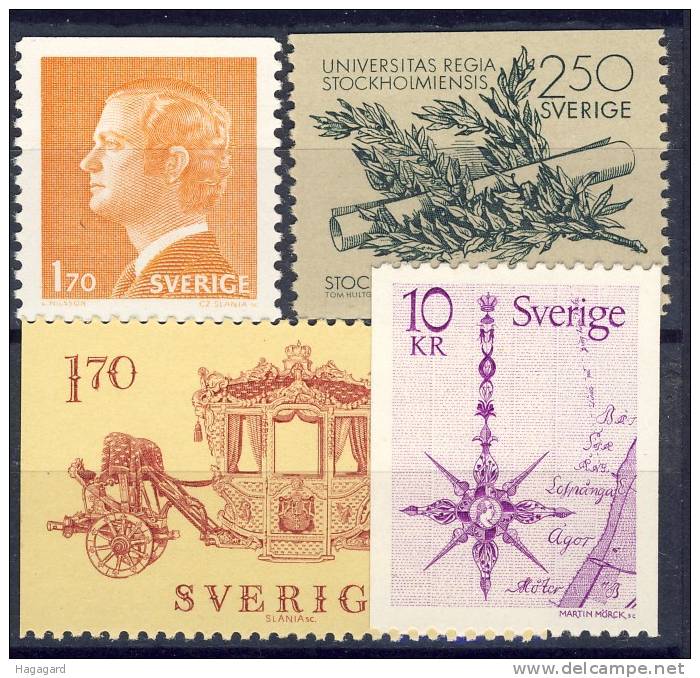 #Sweden 1978. 4 Diff.. Michel 1012+33+37+44. MNH(**) - Unused Stamps