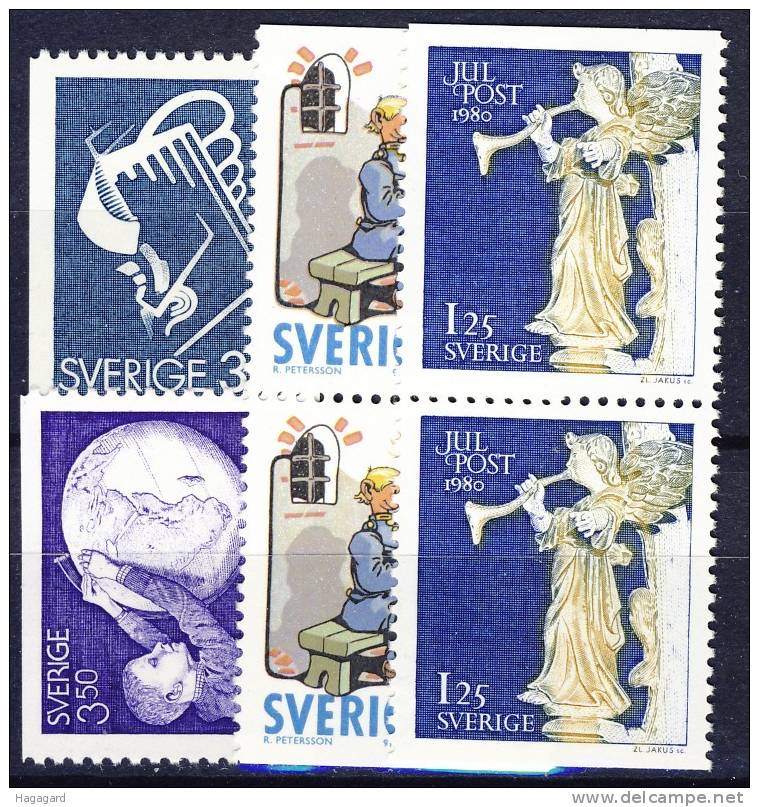 #Sweden 1980-81. 6 Diff. Michel 1117, Pair 1125 ,33, 44.MNH(**) - Unused Stamps