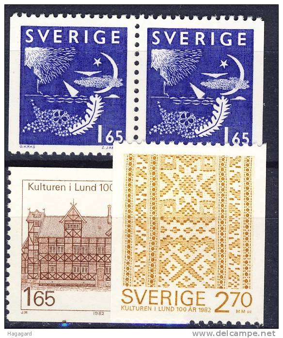 ##Sweden 1981-82. NORDEN + Pair Day & Night. Michel 1158, 93-94. MNH(**) - Nuevos