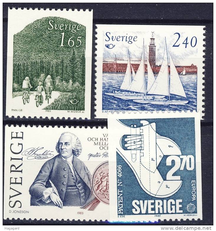 #Sweden 1983. 4 Diff. Incl. NORDEN. Michel 1230-32 + 38. MNH(**) - Unused Stamps