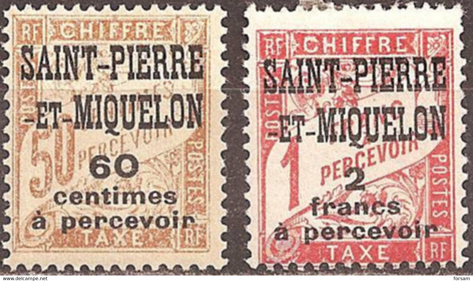 SAINT-PIERRE & MIQUELON..1925..Michel # 19-20...MLH...Portomarken. - Ongebruikt