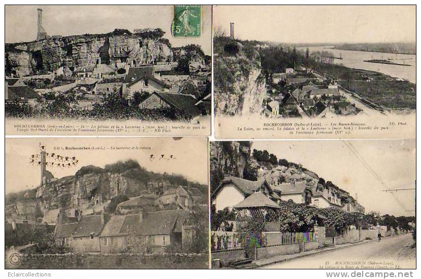 Rochecorbon     37        .Lot De 4 Cartes..falaise..lanterne .. Route De Vouvray - Rochecorbon