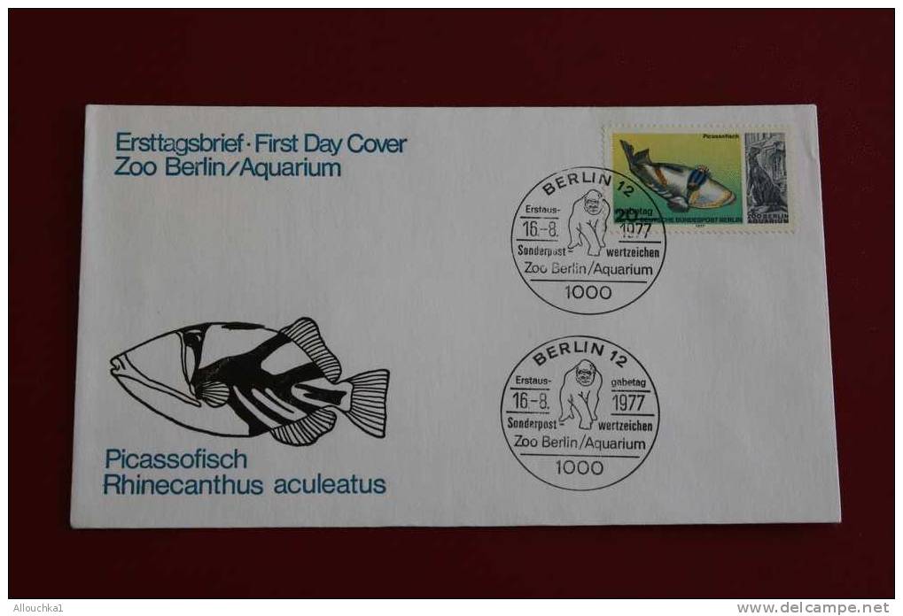 ZOO BERLIN AQUARIUM PICASSO FISCH ERSTTAGSBRIEFE FIRST DAY COVER 1ER JOUR EMISSION DEUTSCHE BUNDESPOST ALLEMAGNE 1977 - Other & Unclassified