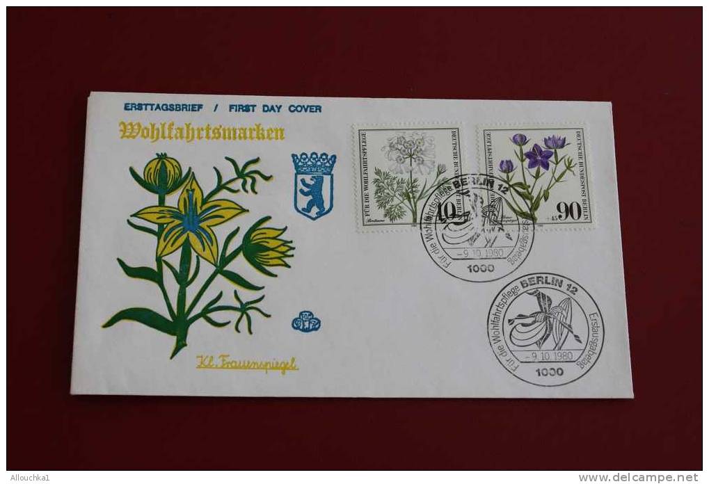 BERLIN WOHLFAHRTSMARKEN  FLEURS FLOWERS  ERSTTAGSBRIEFE FIRST DAY COVER 1ER JOUR DEUTSCHEBUNDESPOST ALLEMAGNE 1980 FDC - Other & Unclassified