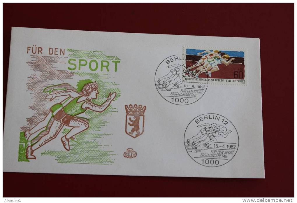 BERLIN FUR DEN SPORTS  COURSE ATHLETISME   ERSTTAGSBRIEFE FIRST DAY COVER 1ER JOUR DEUTSCHEBUNDESPOST ALLEMAGNE 1982 FDC - Other & Unclassified