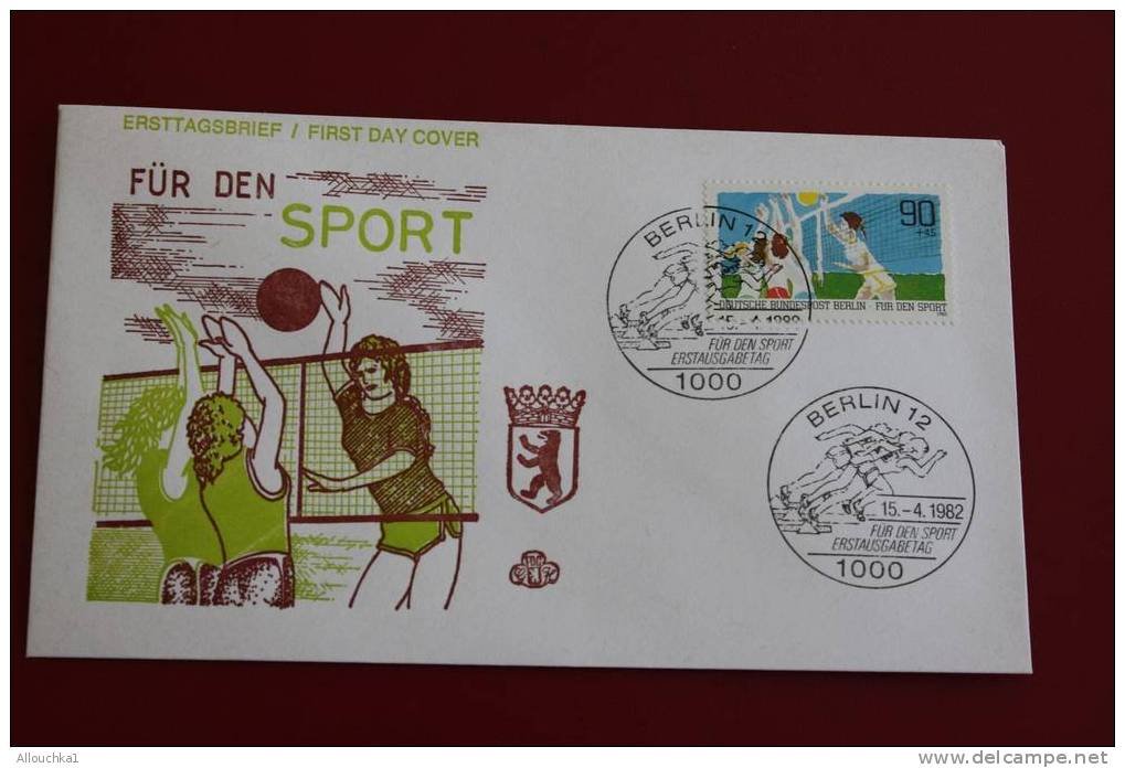 BERLIN FUR DEN SPORTS    VOLLEY BALL   ERSTTAGSBRIEFE FIRST DAY COVER 1ER JOUR DEUTSCHEBUNDESPOST ALLEMAGNE 1982 FDC - Other & Unclassified