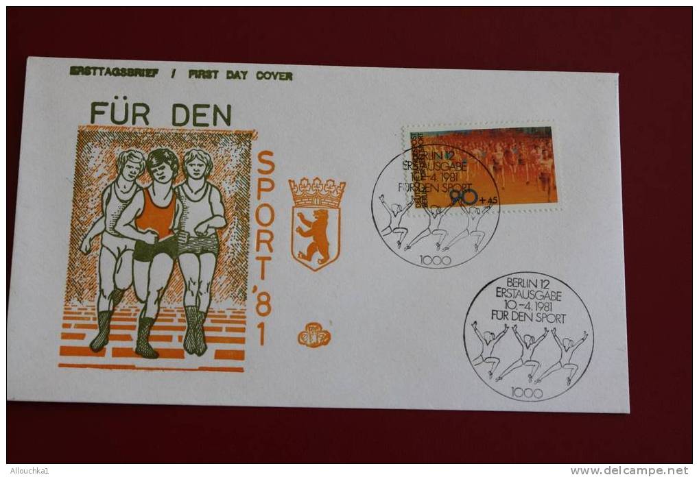 BERLIN FUR DEN SPORTS MARATHON COURSE   ERSTTAGSBRIEFE FIRST DAY COVER 1ER JOUR DEUTSCHEBUNDESPOST ALLEMAGNE 1981 FDC - Autres & Non Classés