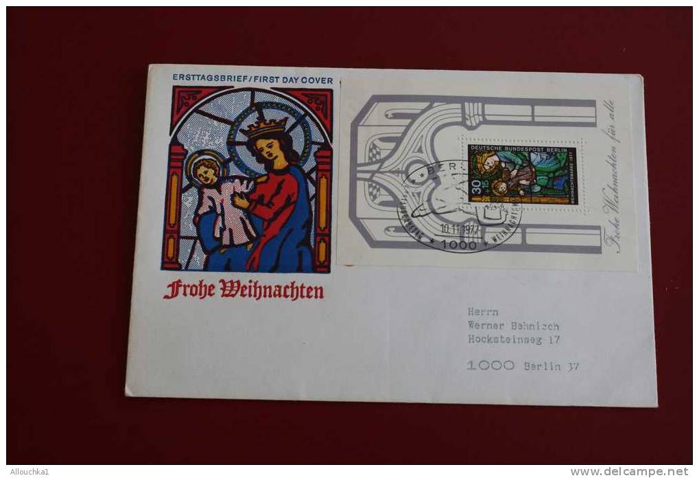 BERLIN WEIHNACHTSMARKE NATIVITé NOEL CHRISTMAS ERSTTAGSBRIEFE FIRST DAY COVER 1ER JOUR DEUTSCHEBUNDESPOST ALLEMAGNE 1977 - Other & Unclassified