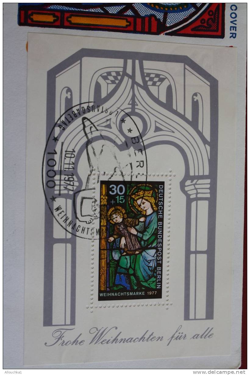 BERLIN WEIHNACHTSMARKE NATIVITé NOEL CHRISTMAS ERSTTAGSBRIEFE FIRST DAY COVER 1ER JOUR DEUTSCHEBUNDESPOST ALLEMAGNE 1977 - Other & Unclassified