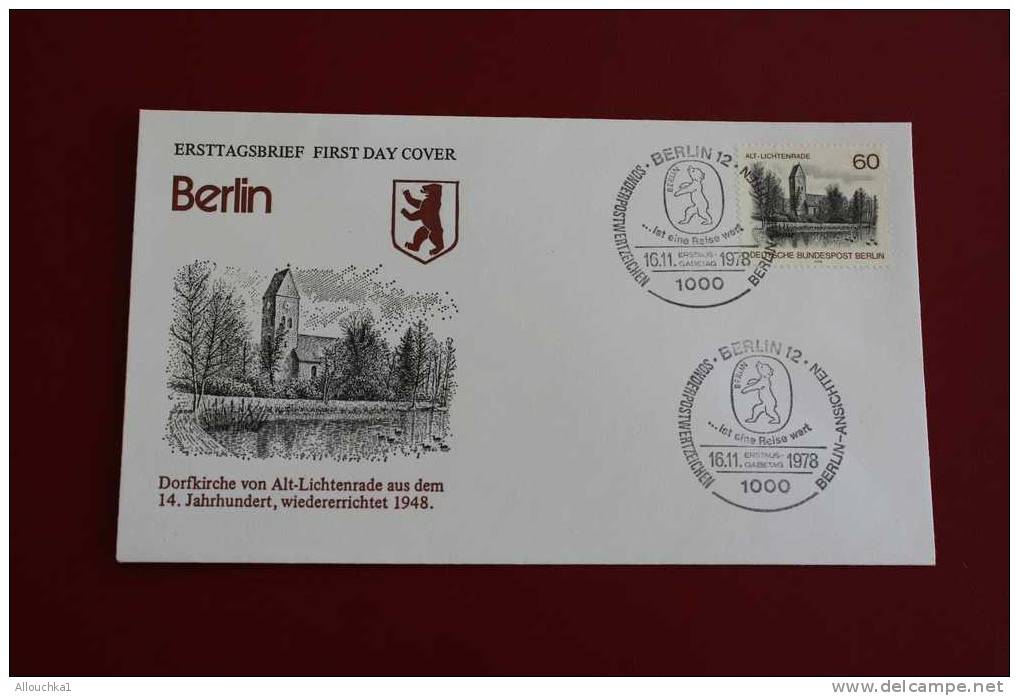 DORFKICHE VON ALT LICHTENRADE AUS DEM  BERLIN ERSTTAGSBRIEFE FIRST DAY COVER 1ER JOUR DEUTSCHEBUNDESPOST ALLEMAGNE 1978 - Other & Unclassified