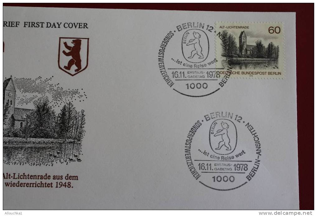 DORFKICHE VON ALT LICHTENRADE AUS DEM  BERLIN ERSTTAGSBRIEFE FIRST DAY COVER 1ER JOUR DEUTSCHEBUNDESPOST ALLEMAGNE 1978 - Other & Unclassified