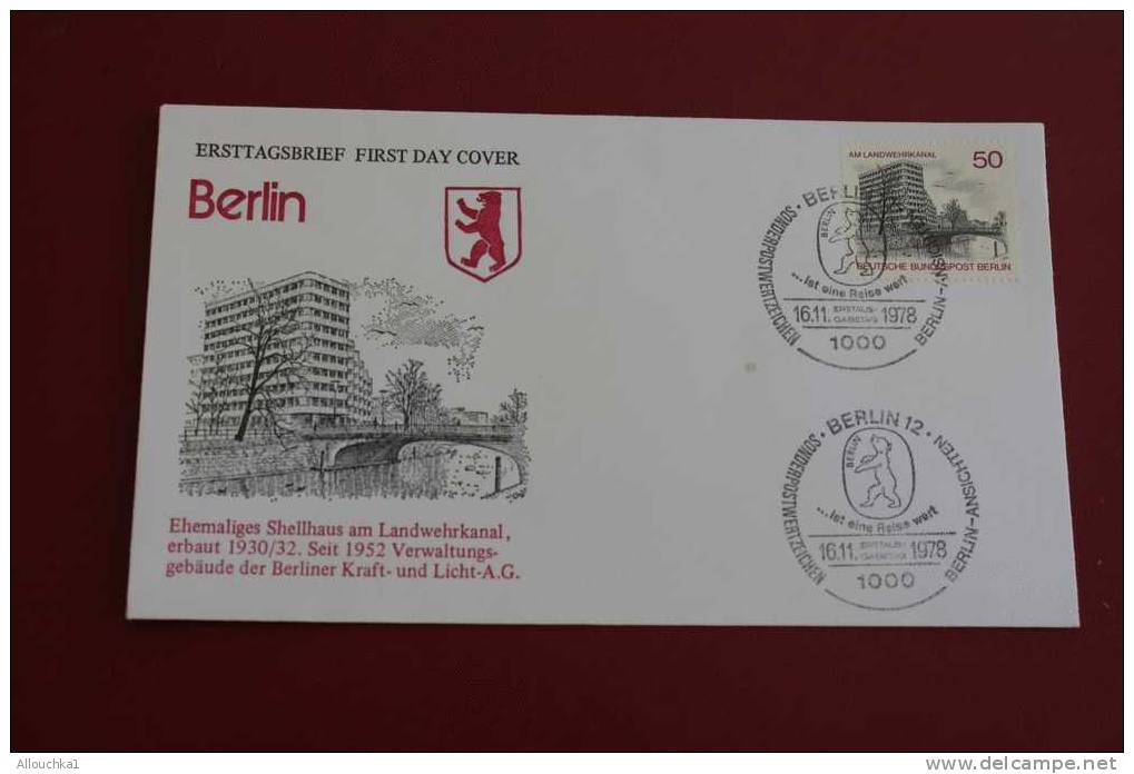 EHEMALIGES LANDWEHRKANAL ERBAUT VERWALT BERLIN ERSTTAGSBRIEFE FIRST DAY COVER 1ER JOUR DEUTSCHEBUNDESPOST ALLEMAGNE 1978 - Other & Unclassified