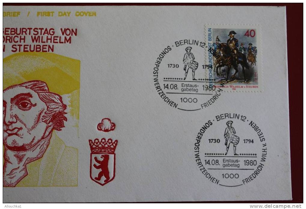 FRIEDRICH WILHEM STEUBEN 250 GEBURTSTAG BERLIN ERSTTAGSBRIEFE FIRST DAY COVER 1ER JOUR DEUTSCHEBUNDESPOST ALLEMAGNE 1980 - Other & Unclassified