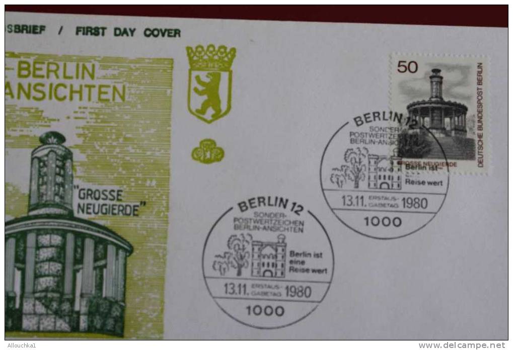 GROSSE NEUGIERDE  ANSCHTEN BERLIN ERSTTAGSBRIEFE FIRST DAY COVER 1ER JOUR DEUTSCHEBUNDESPOST ALLEMAGNE 1980 - Other & Unclassified