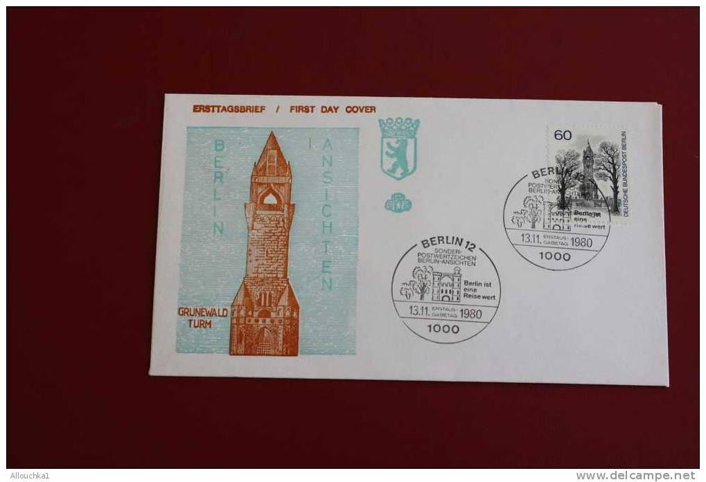 GRUNEWALD TURM  ANSCHTEN BERLIN ERSTTAGSBRIEFE FIRST DAY COVER 1ER JOUR DEUTSCHEBUNDESPOST ALLEMAGNE 1980 - Other & Unclassified