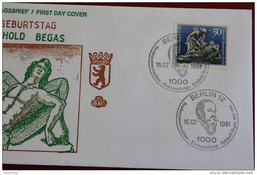 150 GEBURTSTAG REINHOLD BEGAS  BERLIN ERSTTAGSBRIEFE FIRST DAY COVER 1ER JOUR DEUTSCHEBUNDESPOST ALLEMAGNE 1981 - Other & Unclassified