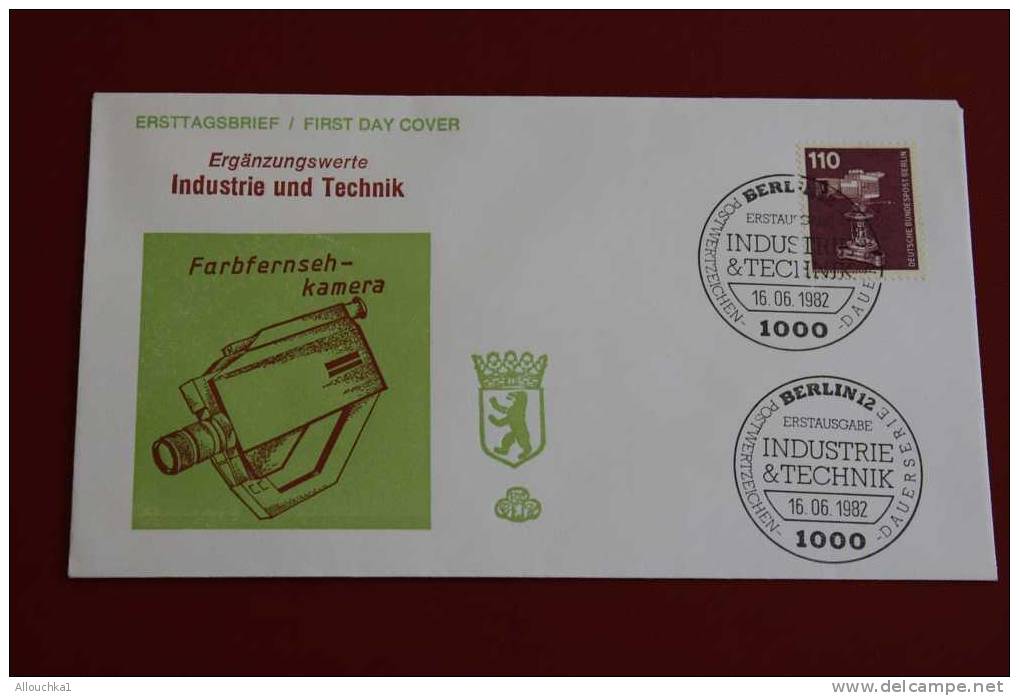 INDUSTRIE & TECHNIK  KAMERA CAMERA  BERLIN ERSTTAGSBRIEFE FIRST DAY COVER 1ER JOUR DEUTSCHEBUNDESPOST ALLEMAGNE 1982 - Other & Unclassified