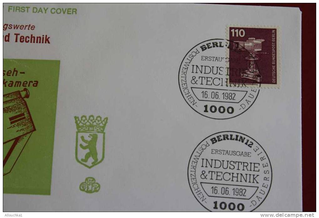 INDUSTRIE & TECHNIK  KAMERA CAMERA  BERLIN ERSTTAGSBRIEFE FIRST DAY COVER 1ER JOUR DEUTSCHEBUNDESPOST ALLEMAGNE 1982 - Other & Unclassified