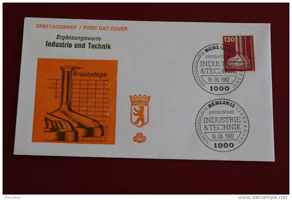 INDUSTRIE & TECHNIK BARUANLAGE  BERLIN ERSTTAGSBRIEFE FIRST DAY COVER 1ER JOUR DEUTSCHEBUNDESPOST ALLEMAGNE 1982 - Other & Unclassified