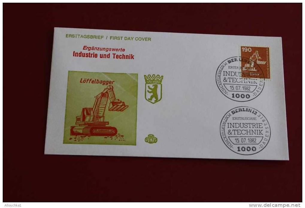 INDUSTRIE & TECHNIK LOFFELBAGER   BERLIN ERSTTAGSBRIEFE FIRST DAY COVER 1ER JOUR DEUTSCHEBUNDESPOST ALLEMAGNE 1982 - Other & Unclassified