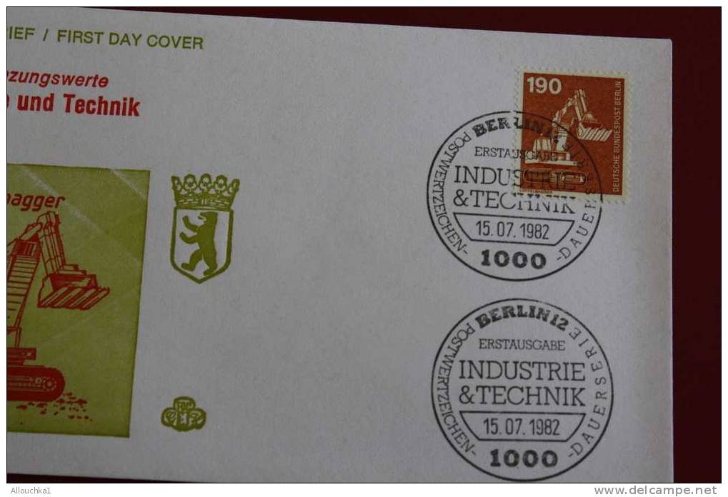 INDUSTRIE & TECHNIK LOFFELBAGER   BERLIN ERSTTAGSBRIEFE FIRST DAY COVER 1ER JOUR DEUTSCHEBUNDESPOST ALLEMAGNE 1982 - Other & Unclassified