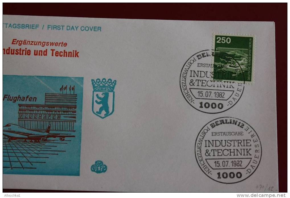 INDUSTRIE & TECHNIK FLUGHAFEN AVIATION BERLIN ERSTTAGSBRIEFE FIRST DAY COVER 1ER JOUR DEUTSCHEBUNDESPOST ALLEMAGNE 1982 - Other & Unclassified