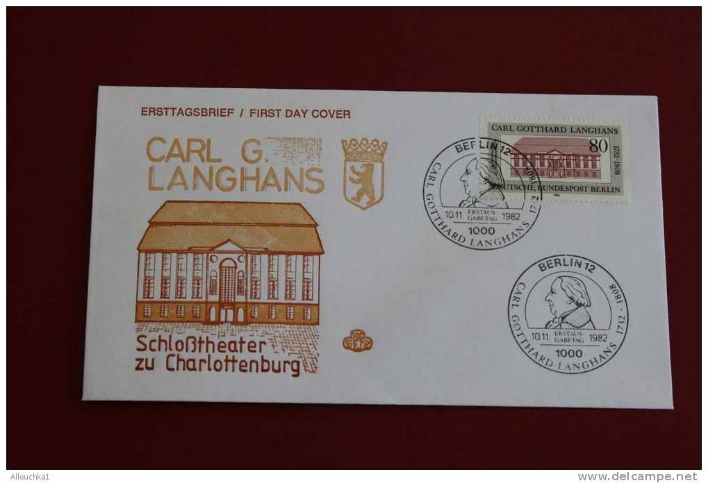 BURGEN & SCHLOSSER SCHLOB CHARLOTENBURG BERLIN ERSTTAGSBRIEFE FIRST DAY COVER 1ER JOUR DEUTSCHEBUNDESPOST ALLEMAGNE 1982 - Other & Unclassified