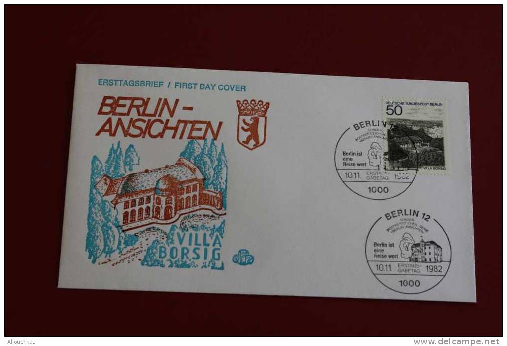 VILLA BORSIG ANSICHTEN BERLIN ERSTTAGSBRIEFE FIRST DAY COVER 1ER JOUR DEUTSCHEBUNDESPOST ALLEMAGNE 1982 - Other & Unclassified