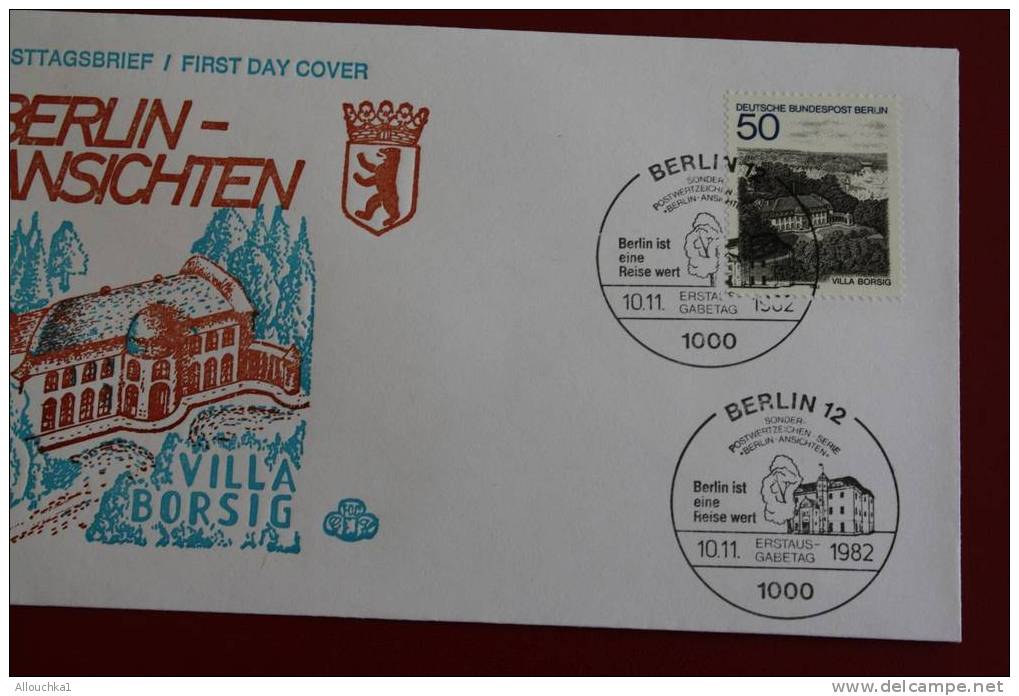 VILLA BORSIG ANSICHTEN BERLIN ERSTTAGSBRIEFE FIRST DAY COVER 1ER JOUR DEUTSCHEBUNDESPOST ALLEMAGNE 1982 - Other & Unclassified