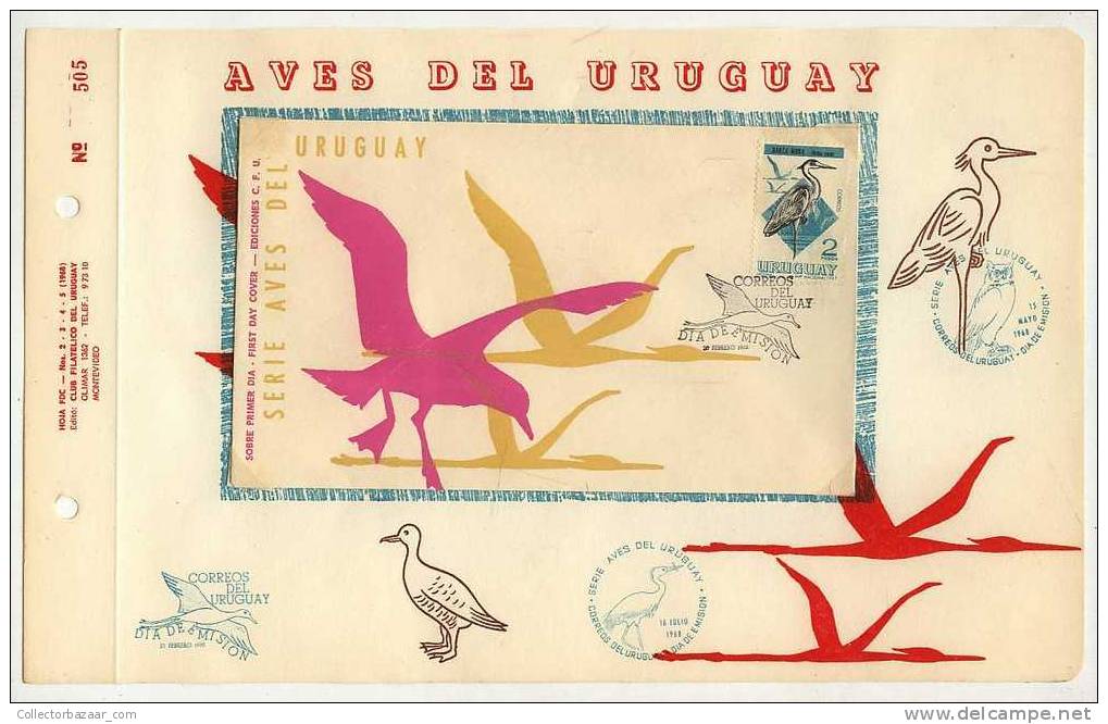 URUGUAY FDC COVER In Luxury Presentation Sheets Birds Of Uruguay Heron Wings Extended - Pics & Grimpeurs