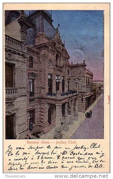 ARGENTINE ARGENTINA BUENOS AIRES AYRES  COULEUR COLOR JOCKEY CLUB CARTE ARGENTEE LITHO CARD SILVER PRINT - Argentine