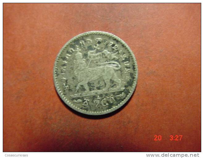 834 ETHIOPIA ETIOPIA  SILVER COIN PLATA    GERSH  YEAR 1897 FINE    OTHERS IN MY STORE - Ethiopia