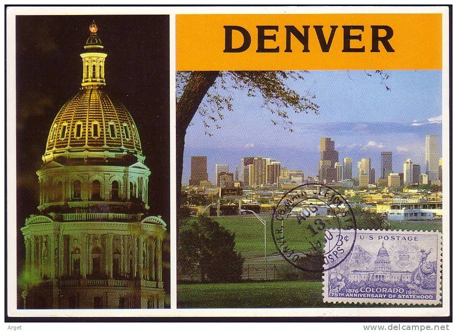 CARTE-MAXIMUM ETATS-UNIS N° Yvert 552 - N° US 1001 (Denver) Obl  13.8.90 - Maximum Cards