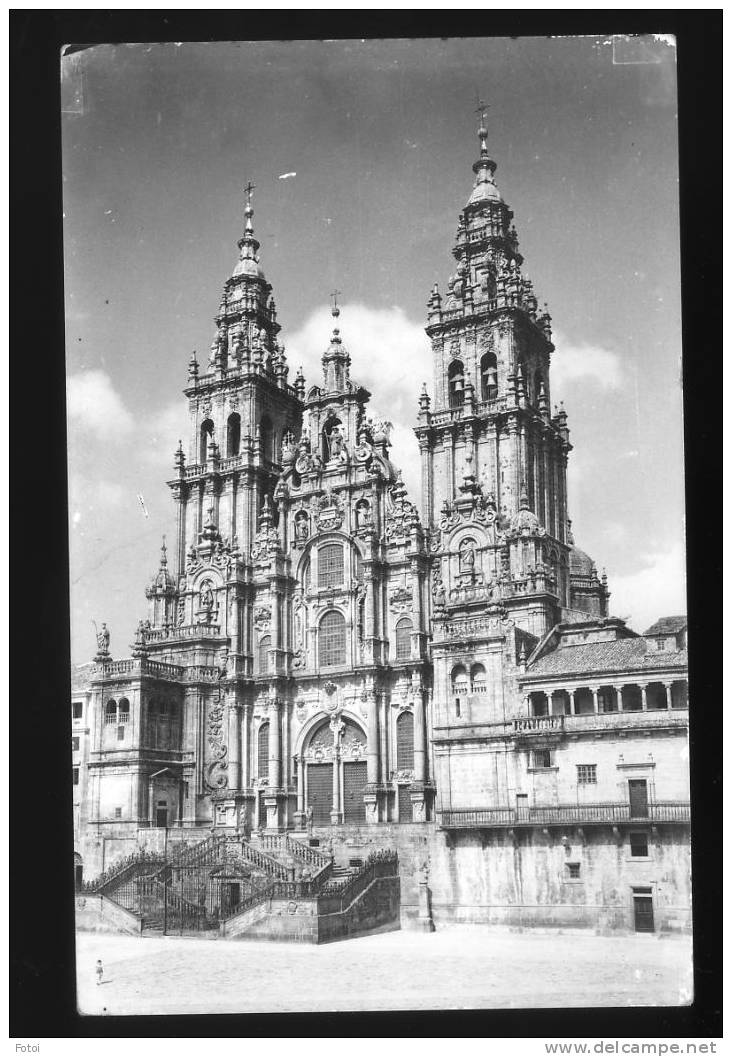 OLD REAL PHOTO POSTCARD SANTIAGO DE COMPOSTELA CATEDRAL ESPAÑA SPAIN STAMPED - Santiago De Compostela