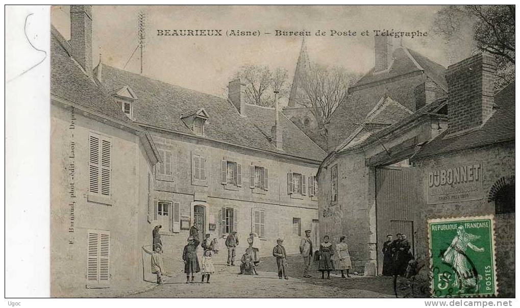 CPA - 02 - BEAURIEUX - Bureau De Poste Et Télégraphe - 484 - Autres & Non Classés