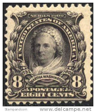 US #306 Mint Hinged 8c Martha Washington From 1902 - Neufs