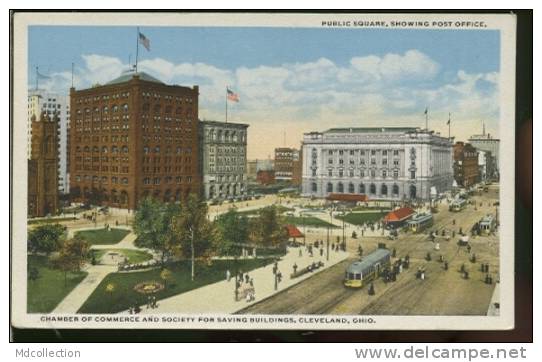 ETATS-UNIS CLEVELAND /  Public Square Showing Post Office - Chamber Of Commerce   /  Couleur - Cleveland